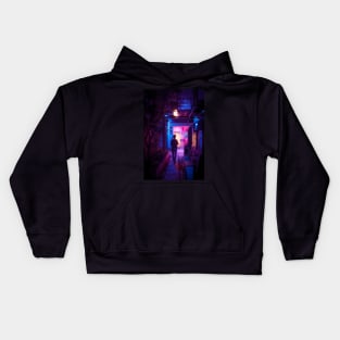 Walking alone in the narrow alleyway of Tokyo Kids Hoodie